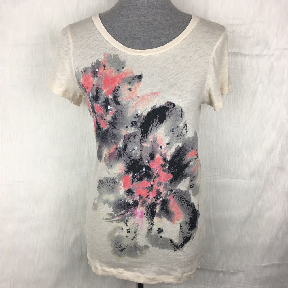 J. Crew Floral Sequin Burnout Top